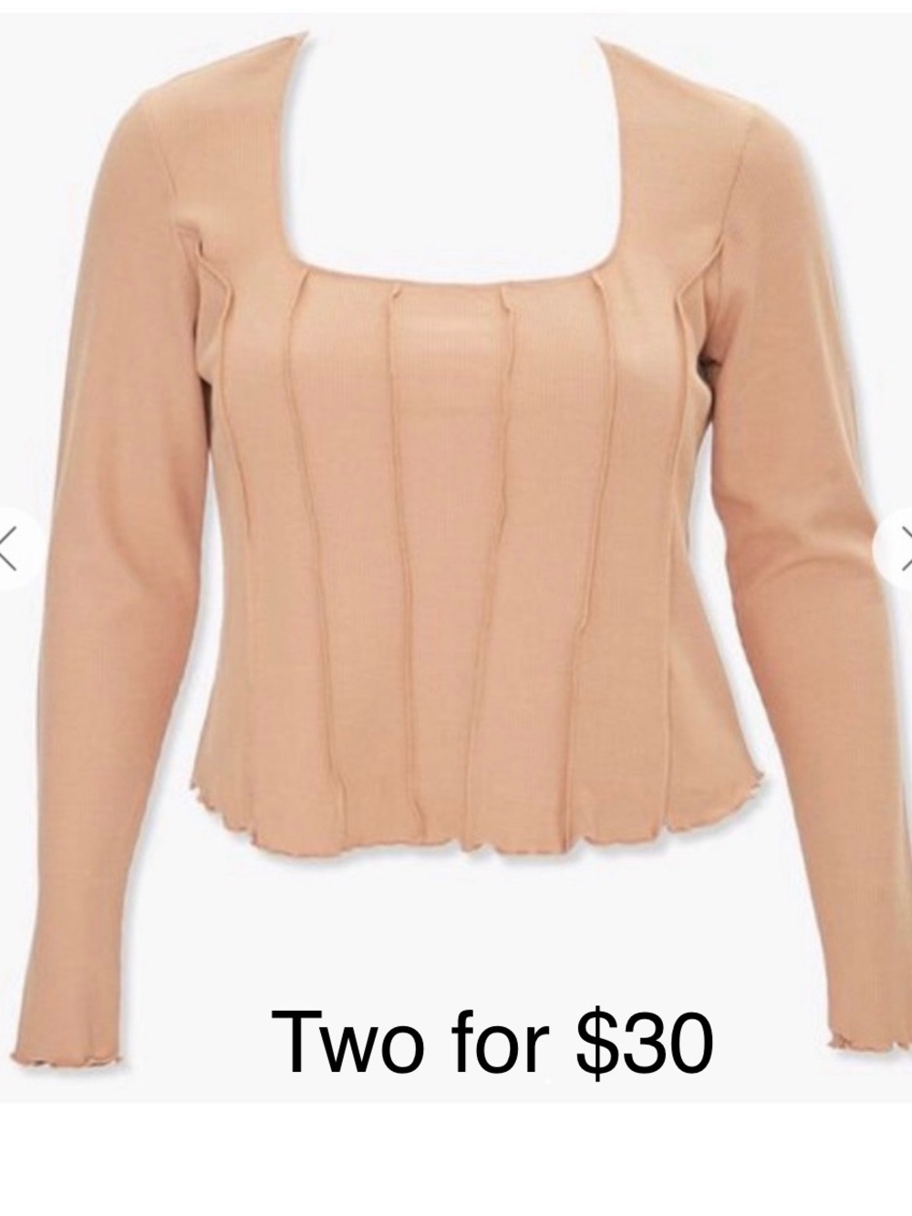 Mustard Long Sleeve Waffle Top